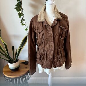 Rampage Brown Utility Jacket with Sherpa Collar